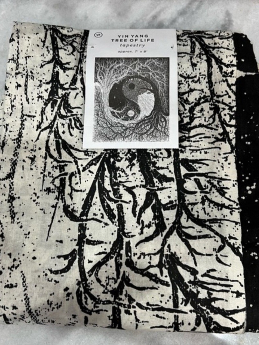 EARTHBOUND Black and White Yin Yang Tree of Life Tapestry Panel